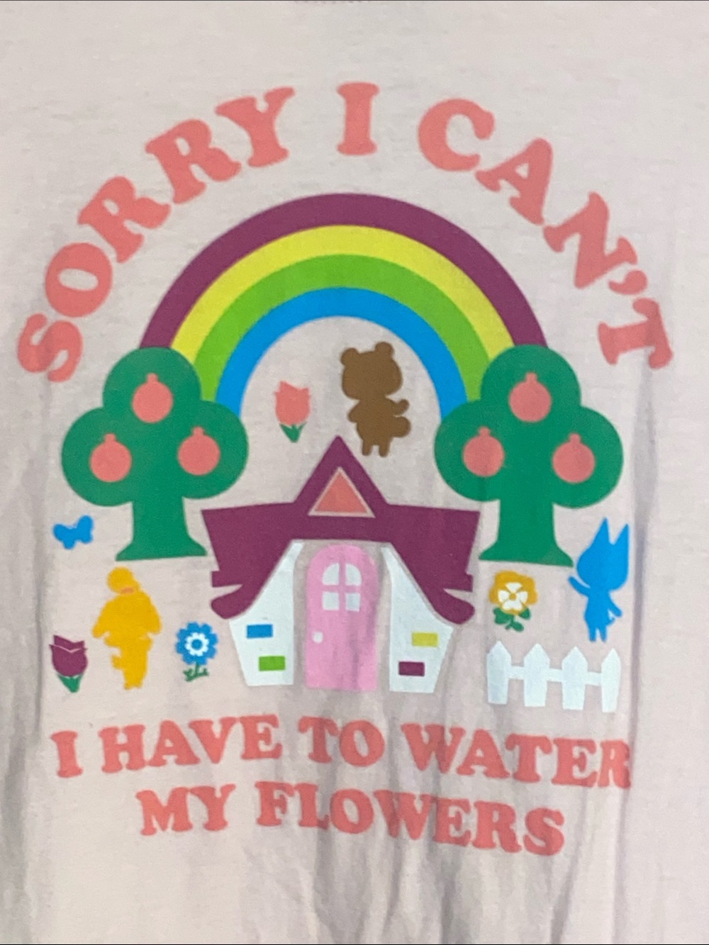 HAVE TO WATER MY FLOWERS PINK T-SHIRT Animal Crossing